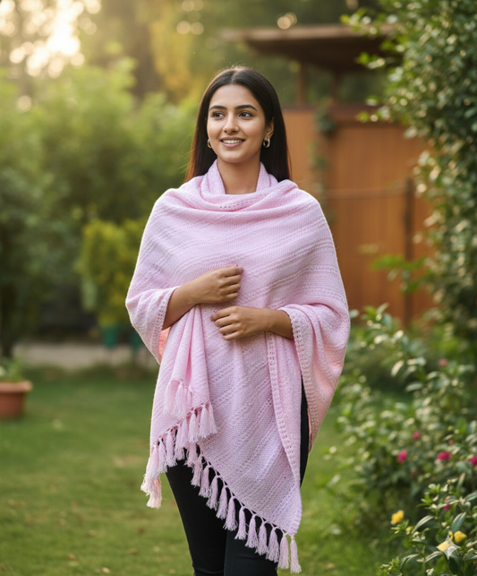 Blush Pink Woollen Shawl