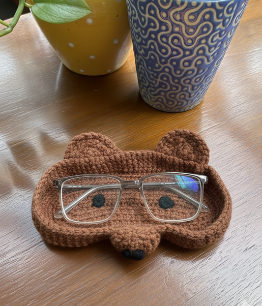 Bear Handmade Crochet Glasses Holder Tray