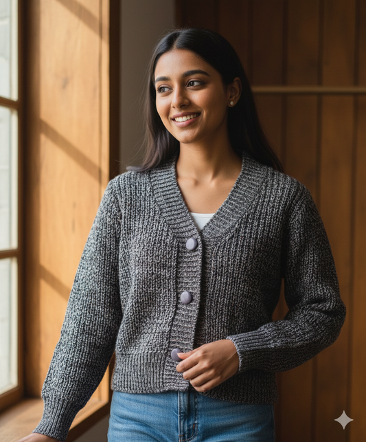 Charcoal Mélange Sweater Top