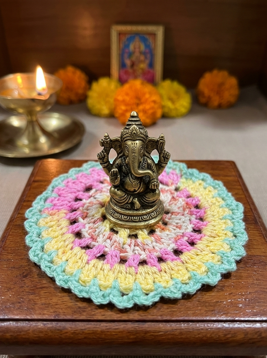 Set of 12- Handcrafted Crochet Asan – Multicolor