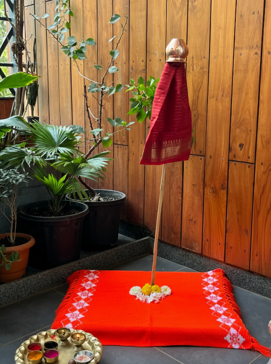 Traditional Orange Gudi Padwa Pooja Asan Mat