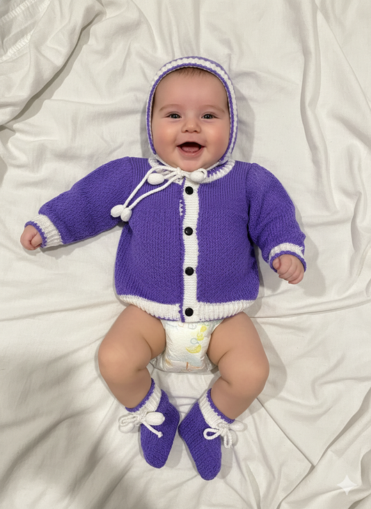 Baby Purple Wool Sweater Set