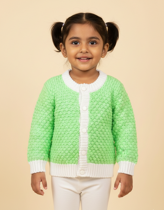 Girls Mint Green Knit Button Cardigan
