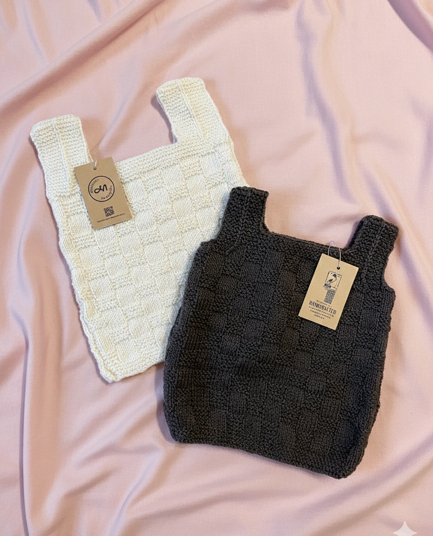 Snow White and Grey- Handcrafted Woollen Baby Sleeveless Vest