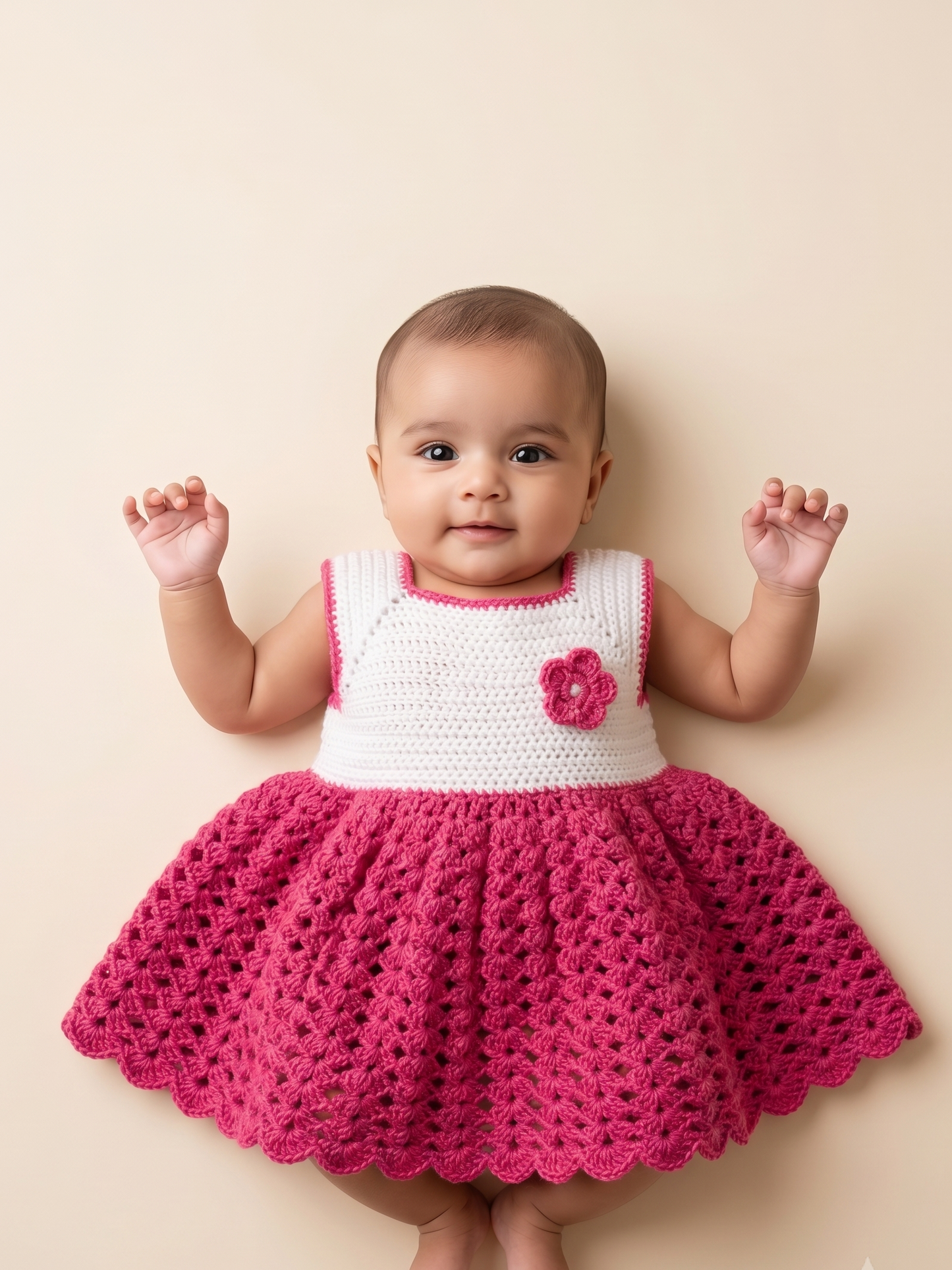 Berry Blossom Handmade Crochet Baby Dress