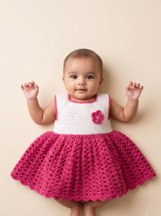 Berry Blossom Handmade Crochet Baby Dress