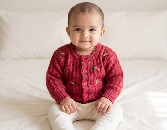 Berry Button Baby Knit Cardigan