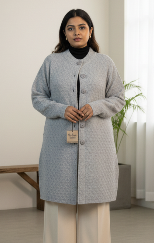 Elegant Grey Long Sweater
