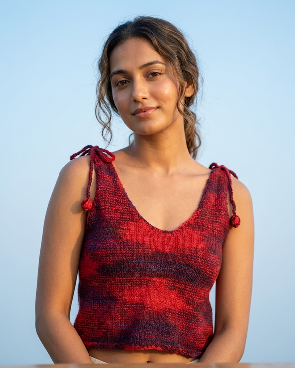 Red Ombre Tie Strap Top