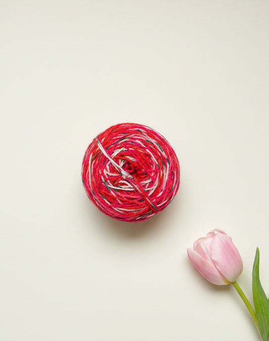 Red Multicolor Knitting Yarn Ball