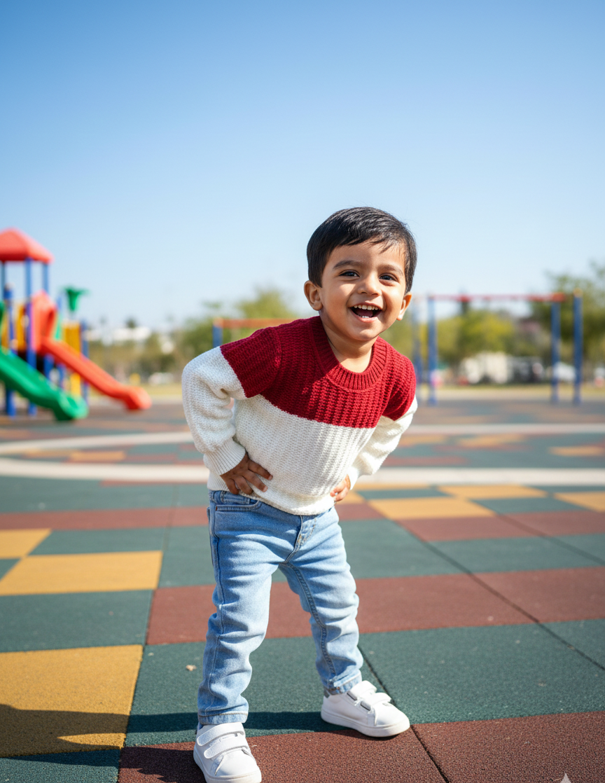 Baby Cozy White Colorblock Sweater