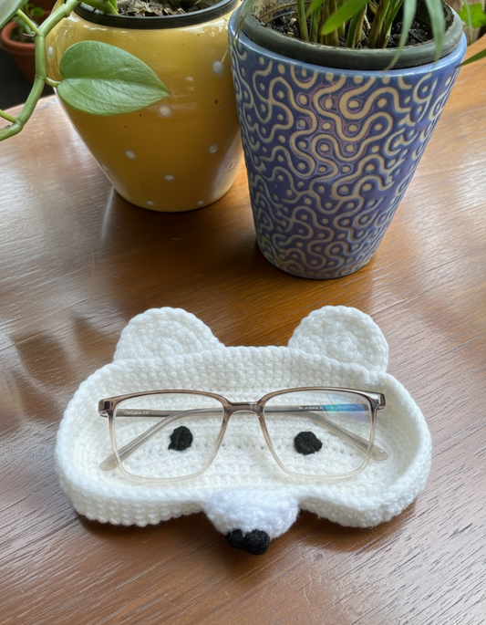 Panda Handmade Crochet Glasses Holder Tray