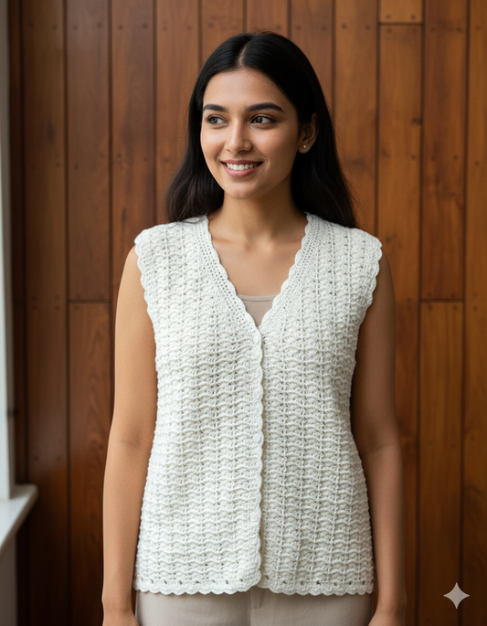 Handmade Crochet Cream Vest