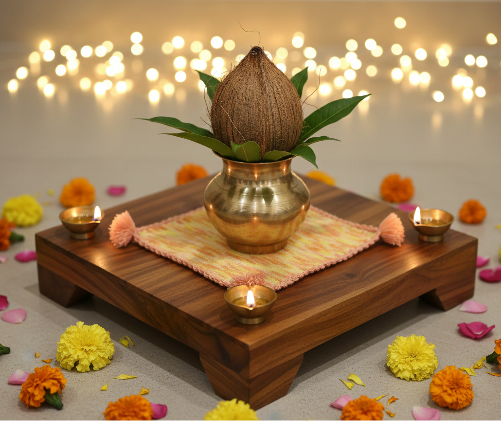 Set of 4- Woollen Pooja Asan with Tassels