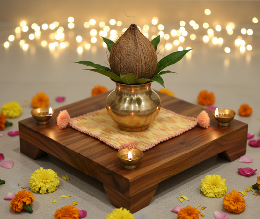 Set of 4- Woollen Pooja Asan with Tassels