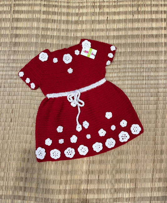Cherry Red Girl's Woollen Frock