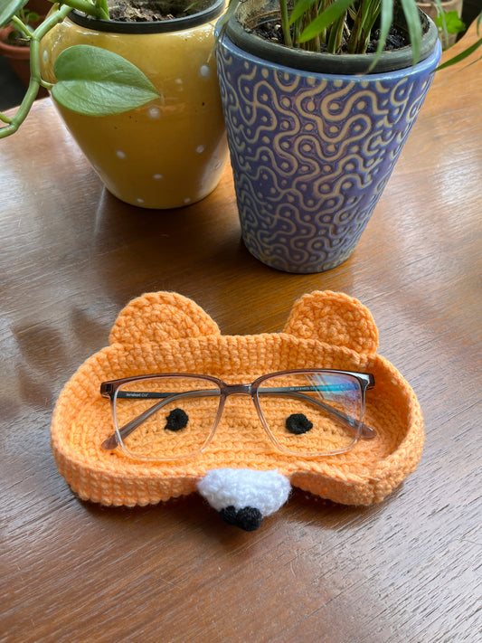 Peach Handmade Crochet Glasses Holder Tray