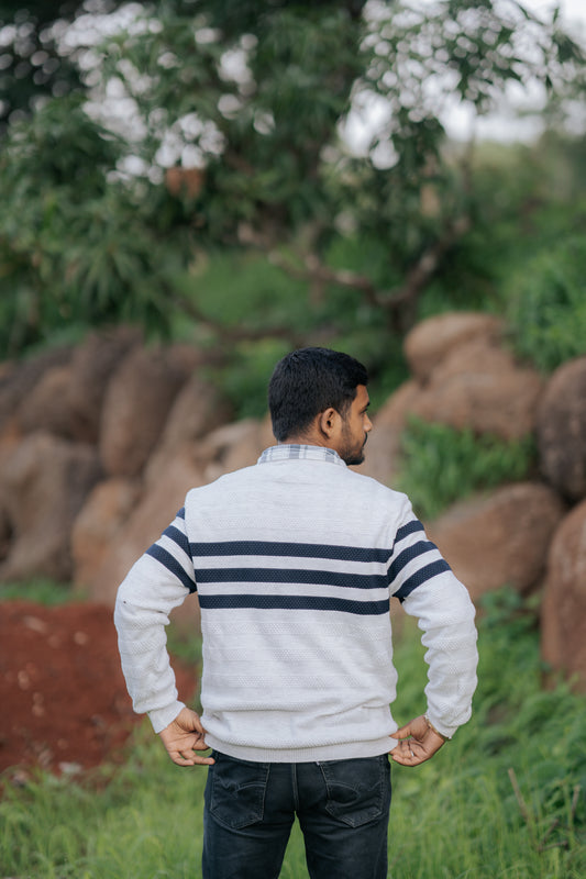 Classic Navy Striped Crewneck Sweater