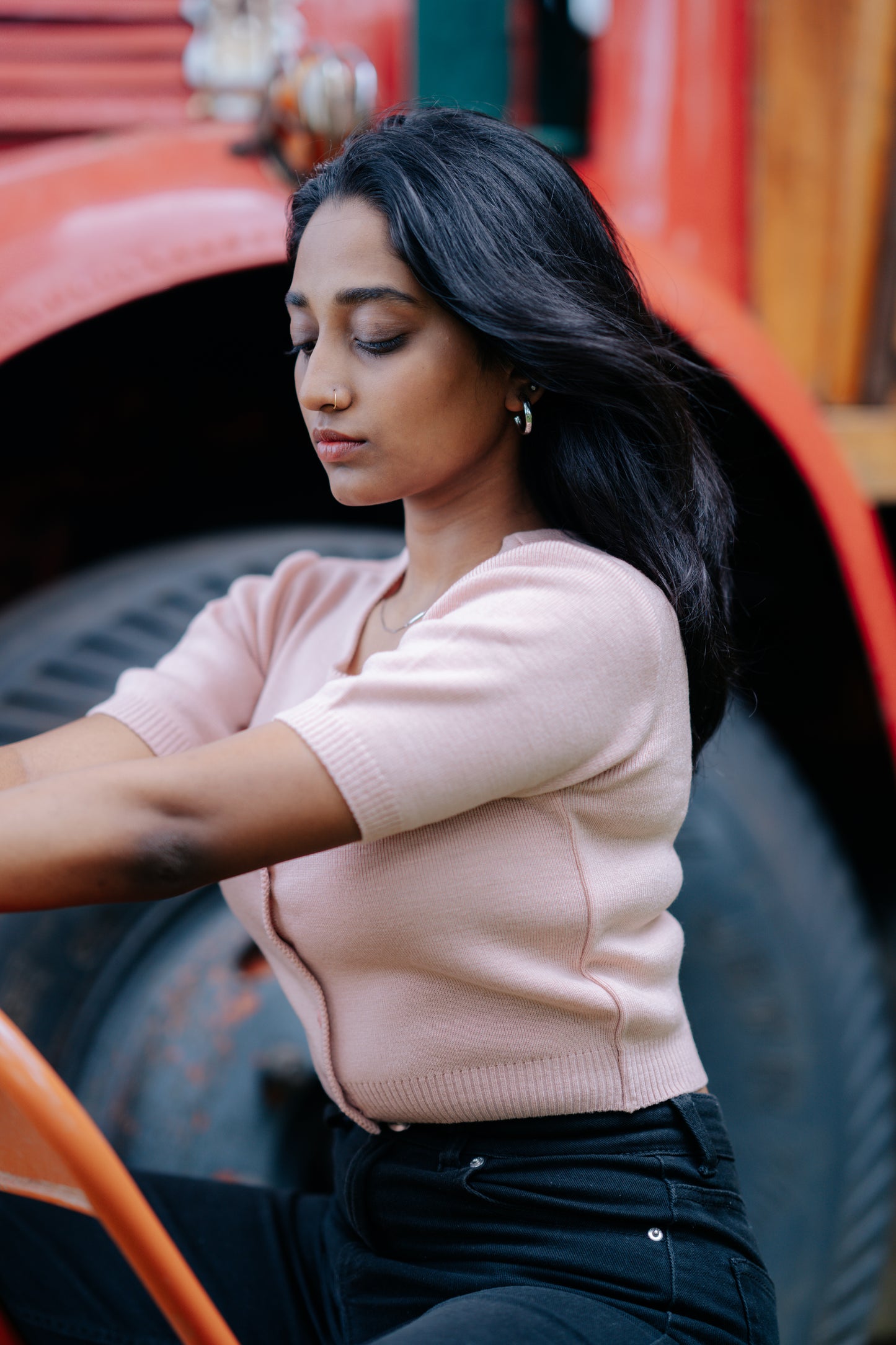 Blush Button-Up Crop Cardigan