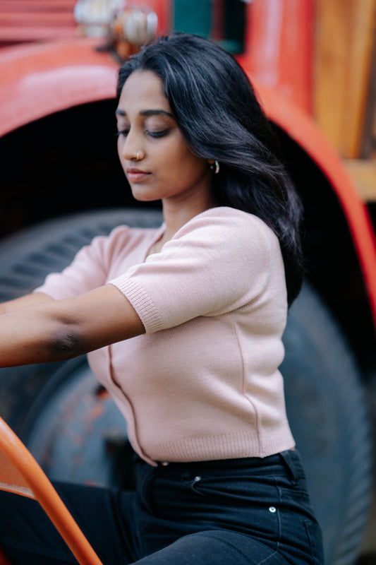 Blush Button-Up Crop Top