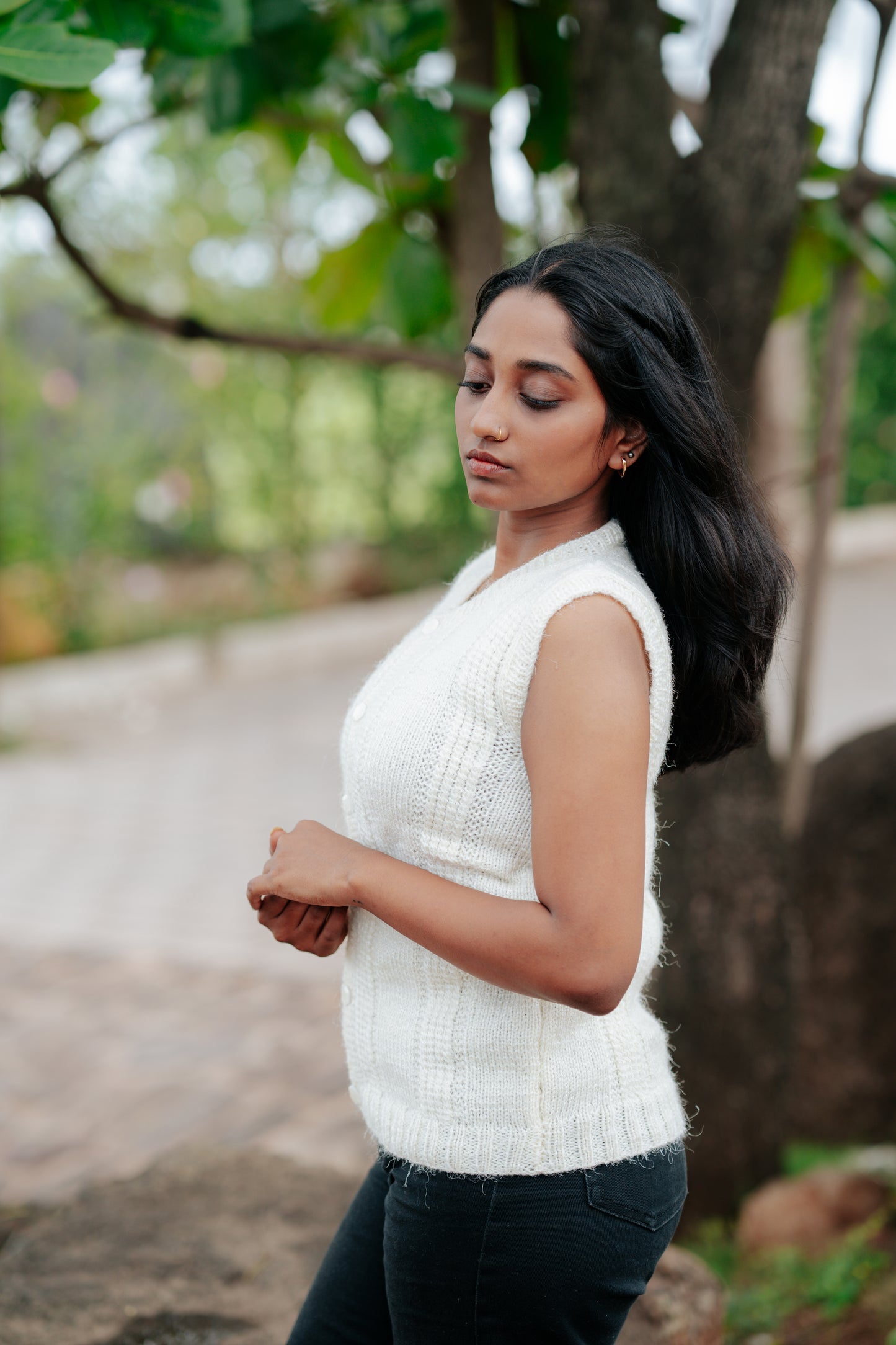 Ivory Handcrafted Button-Up Sweater