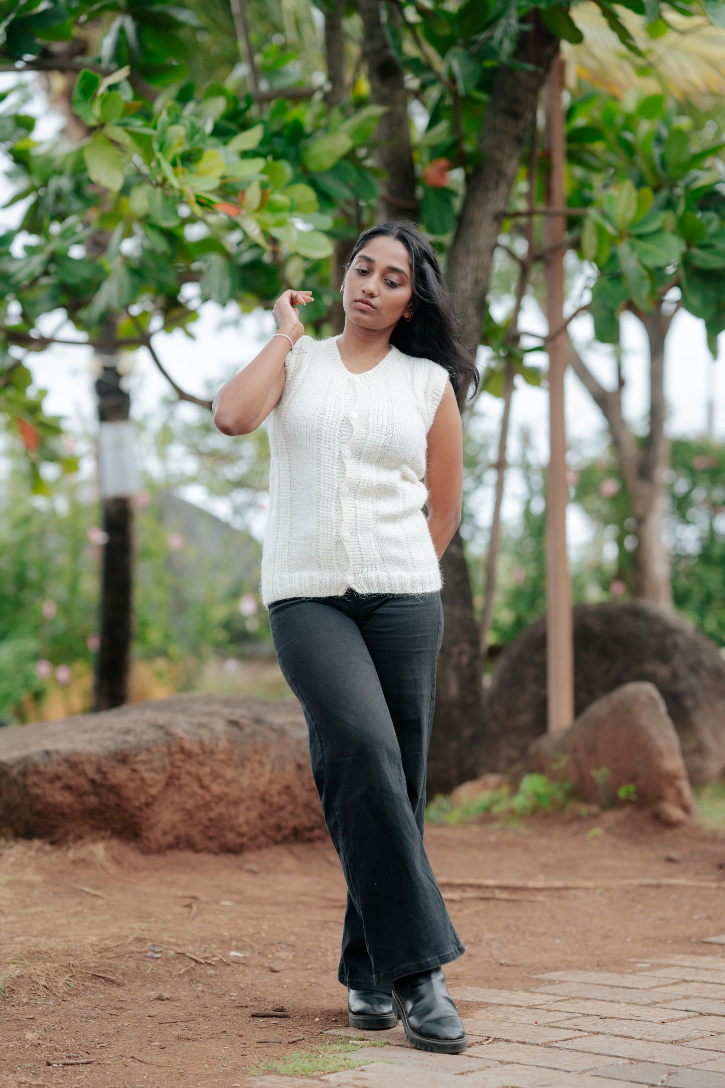 Ivory Handcrafted Button-Up Sweater