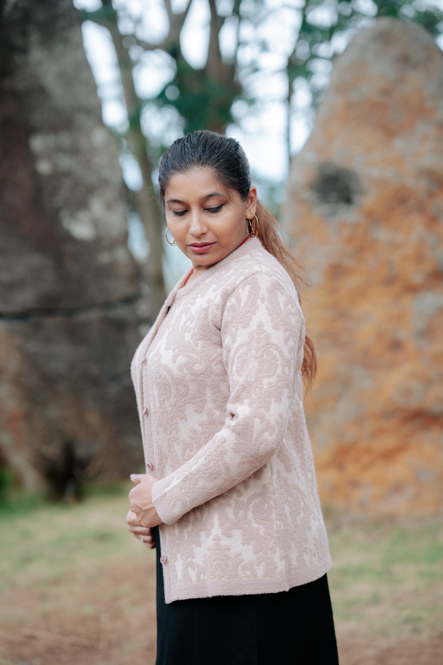 Vintage Blush Jacquard Cardigan