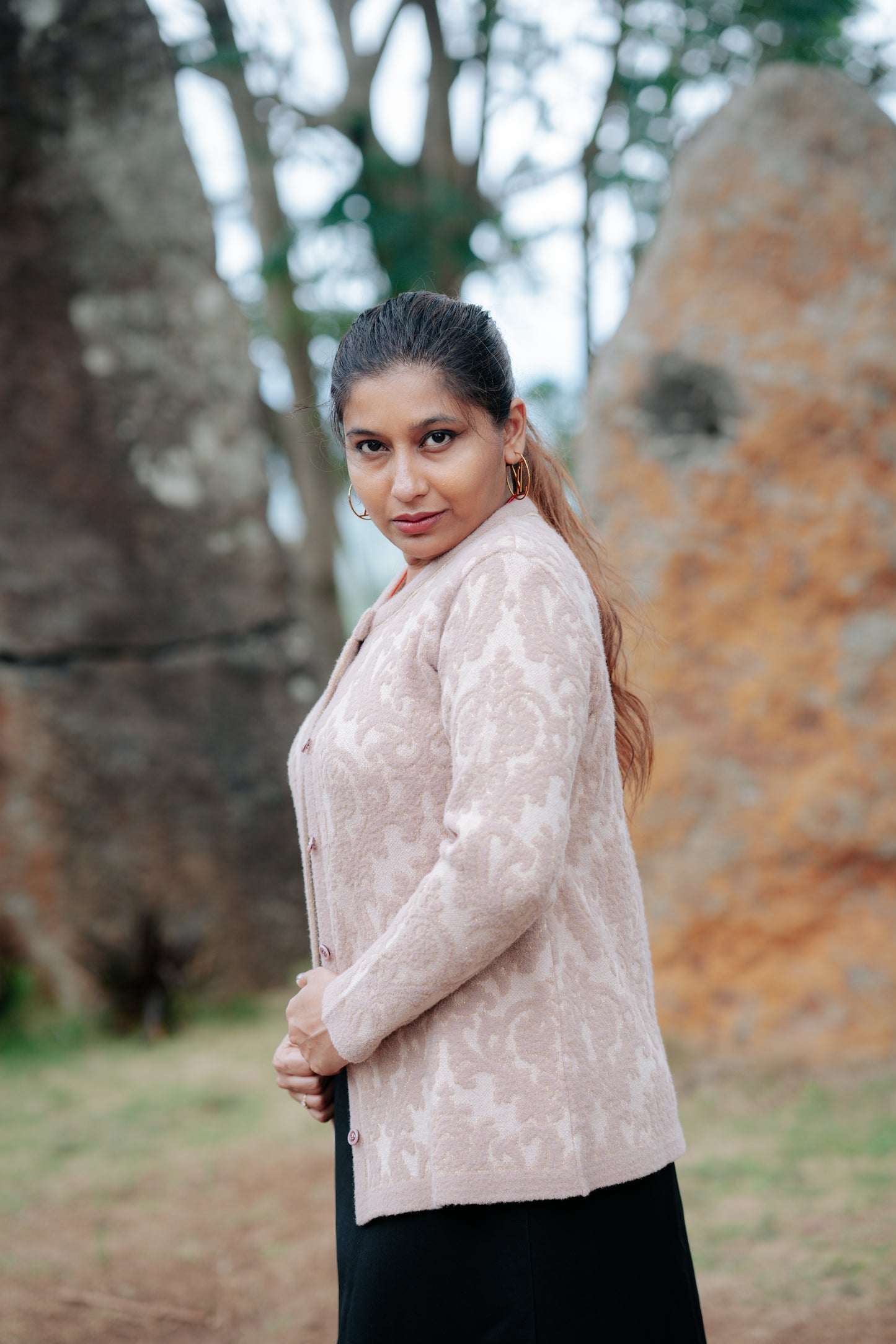 Vintage Blush Jacquard Cardigan