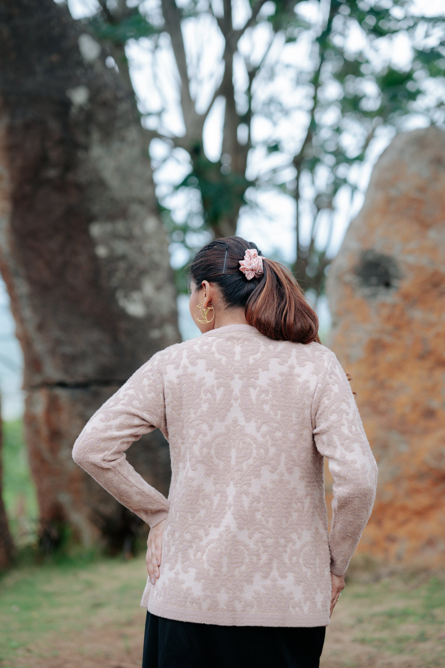 Vintage Blush Jacquard Cardigan