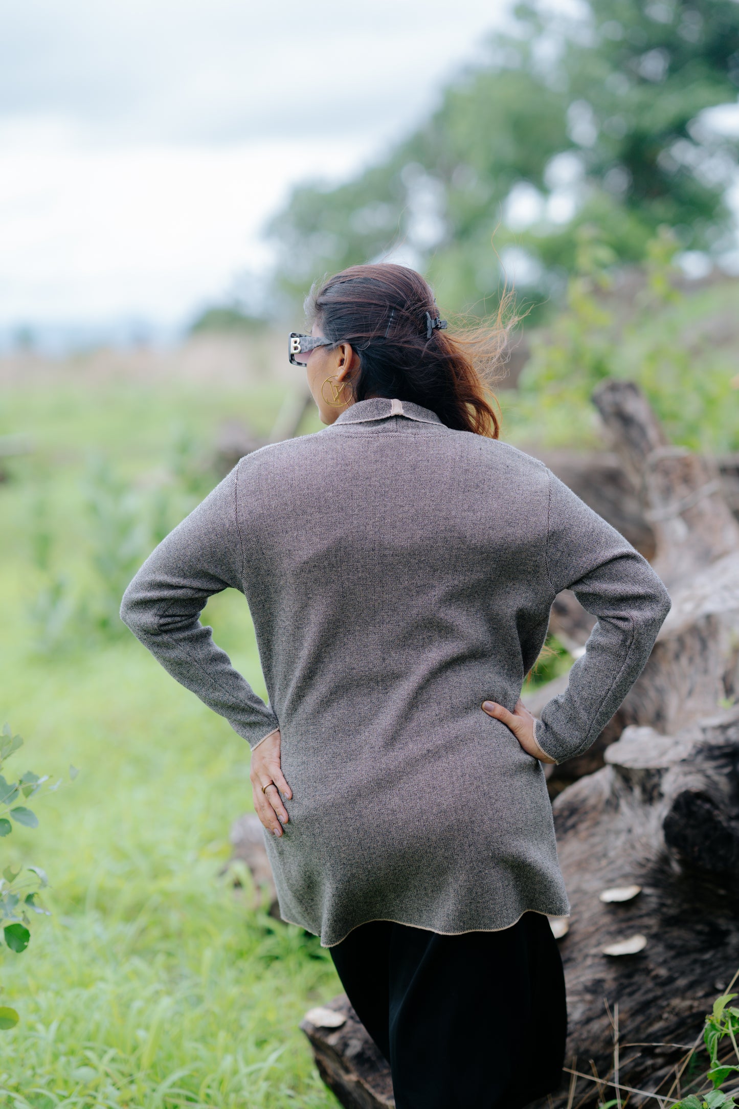 Classic Heathered Open-Front Cardigan