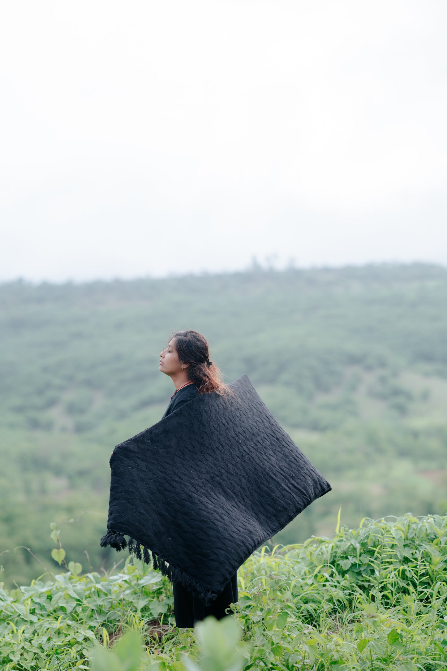 Midnight Comfort Black Knit Shawl