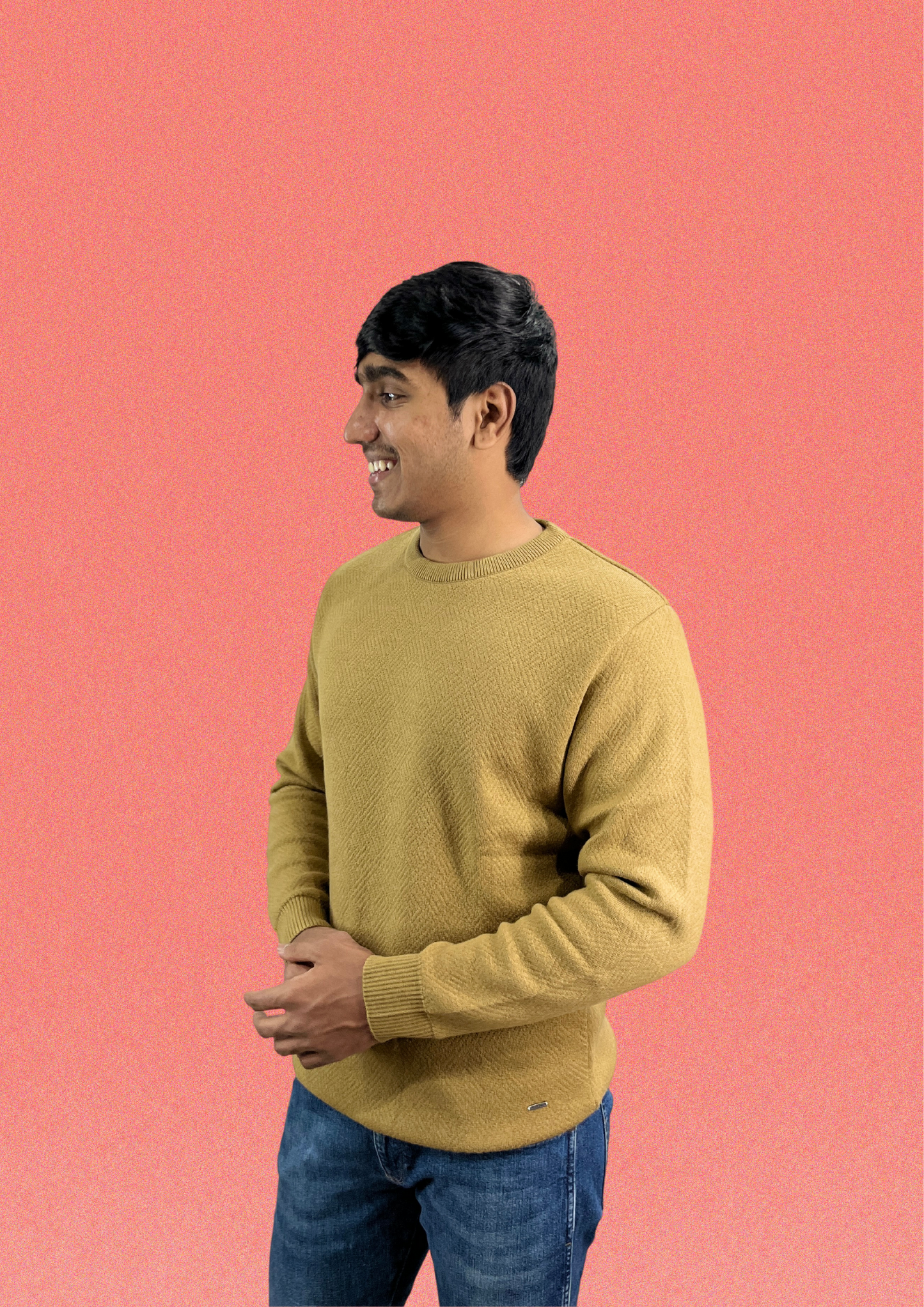 Men's Crew-Neck Sweater - Deep Mustard Yellow