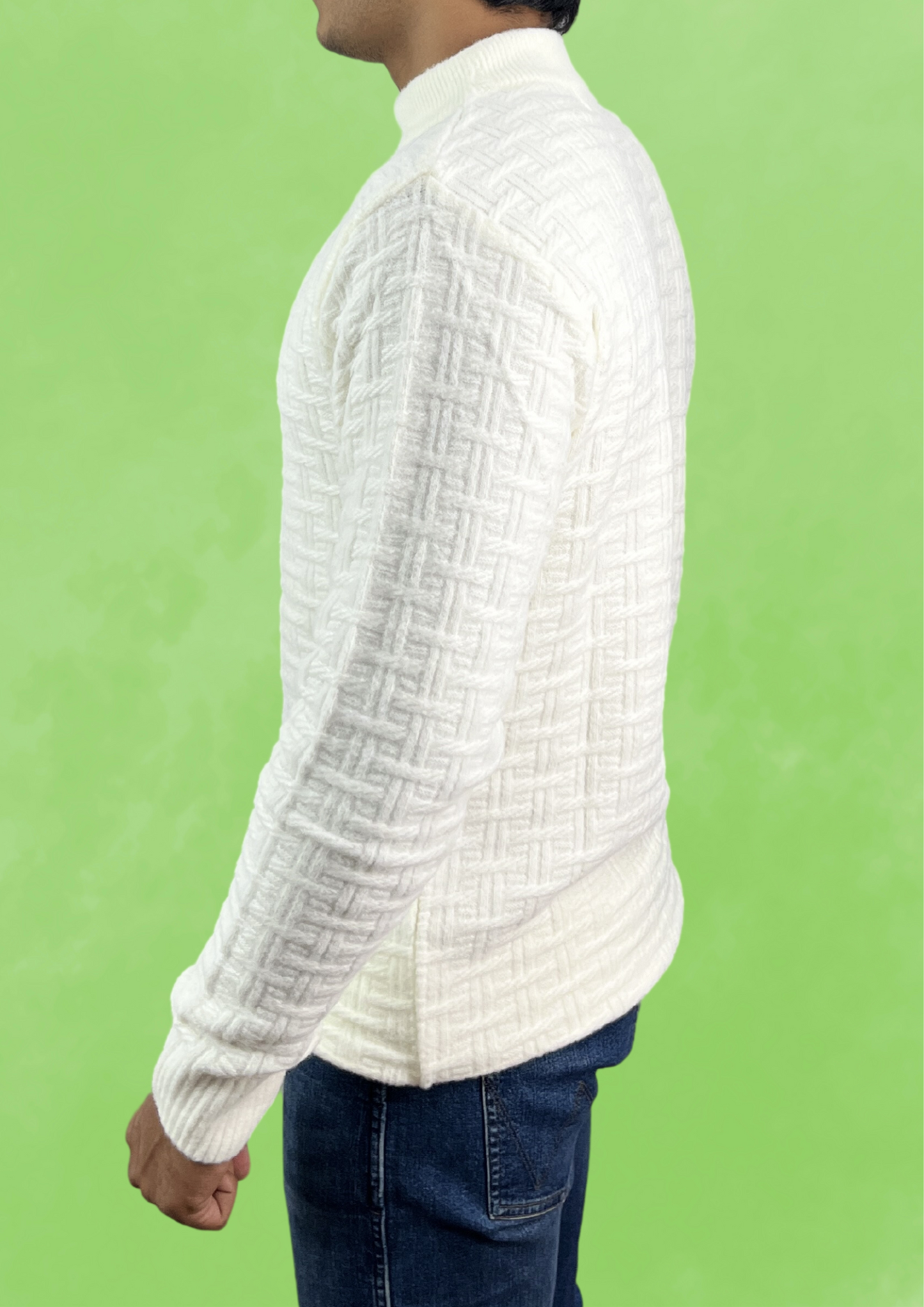 Classic White Textured Knit Sweater