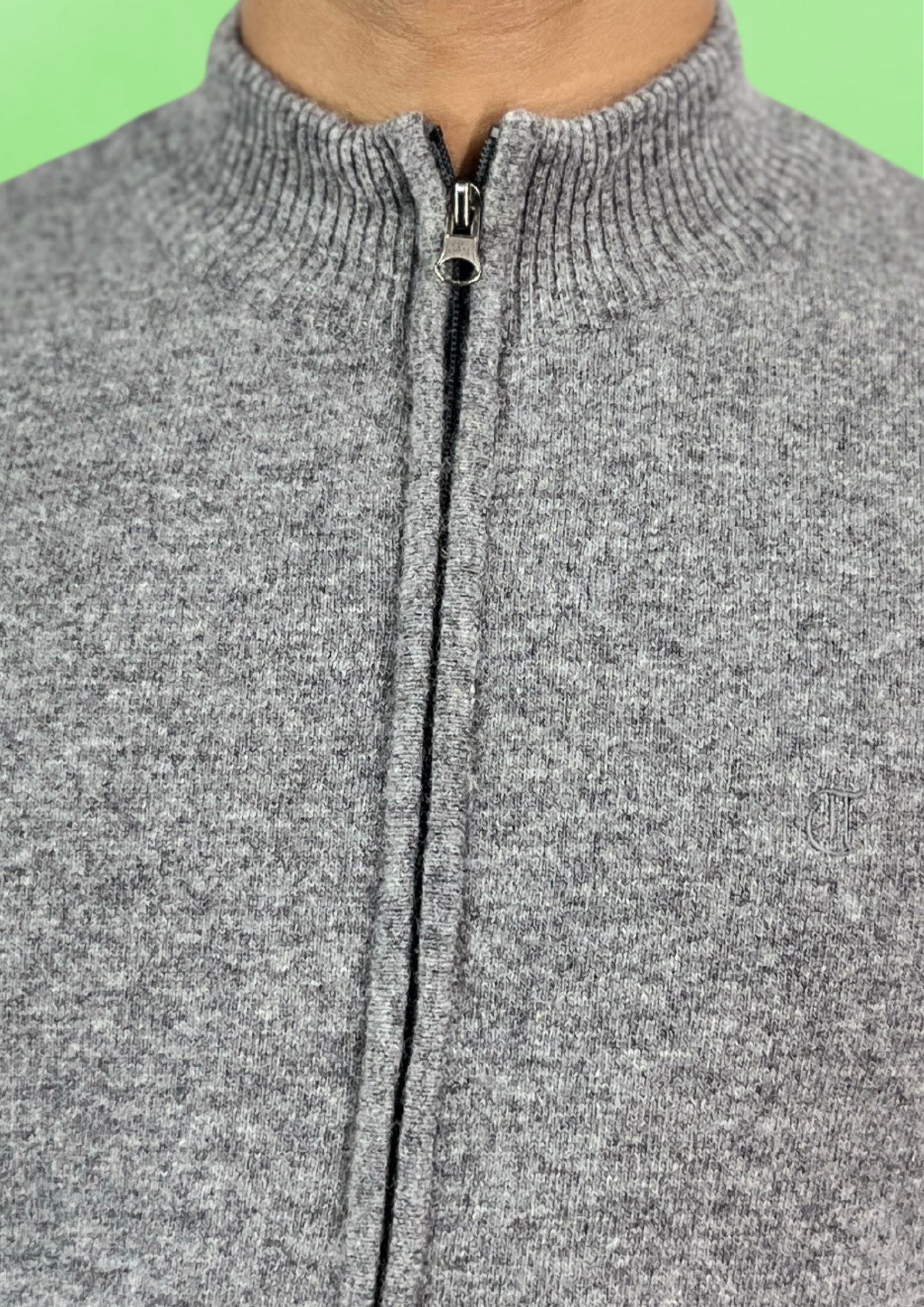 Men's Grey Full-Zip Sweater Vest