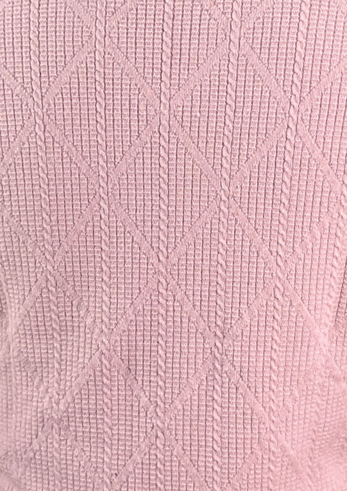 Men's Pastel Pink Diamond-Patterned Sweater