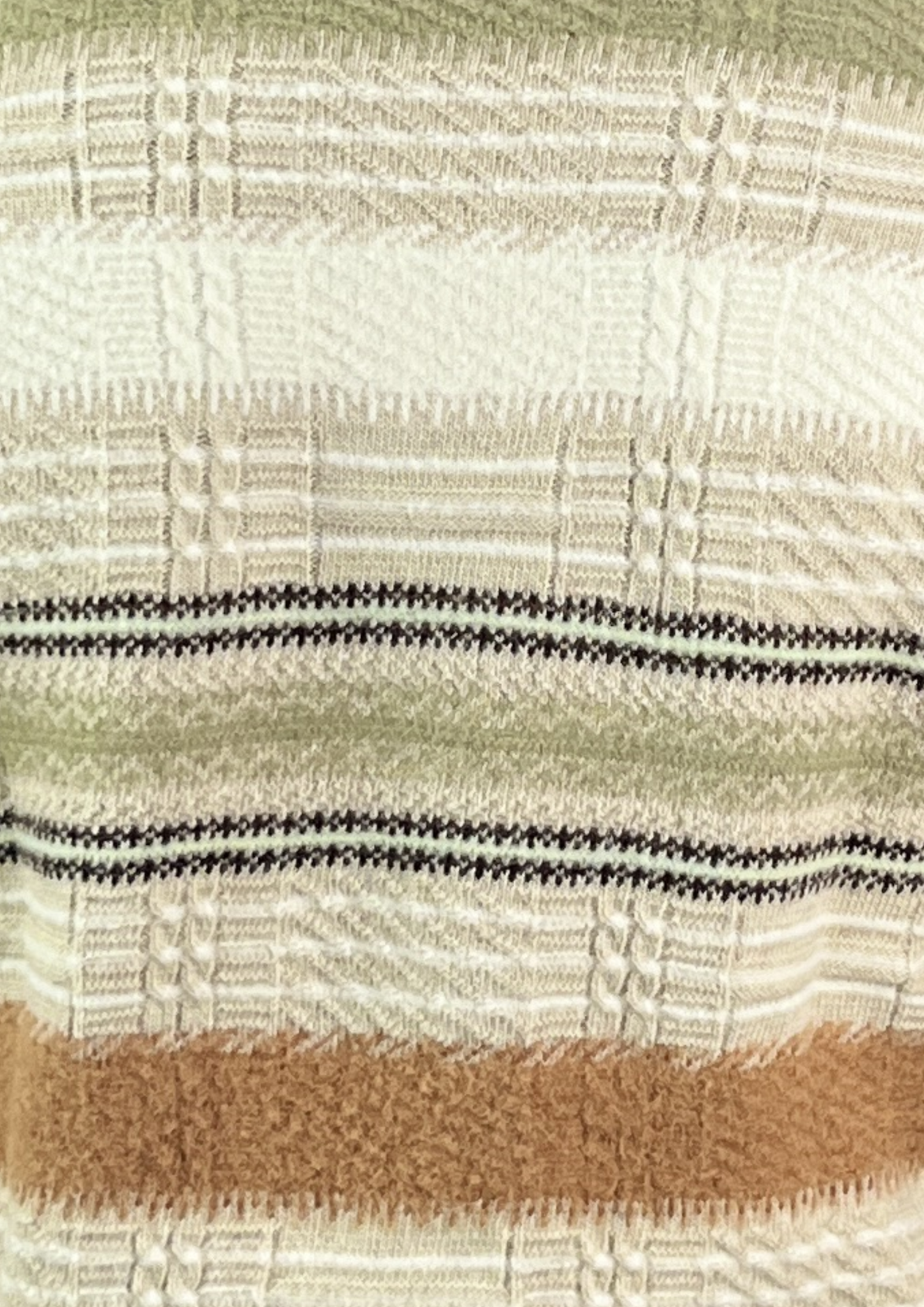 Men's Striped V-Neck Sweater - Earthy Tones