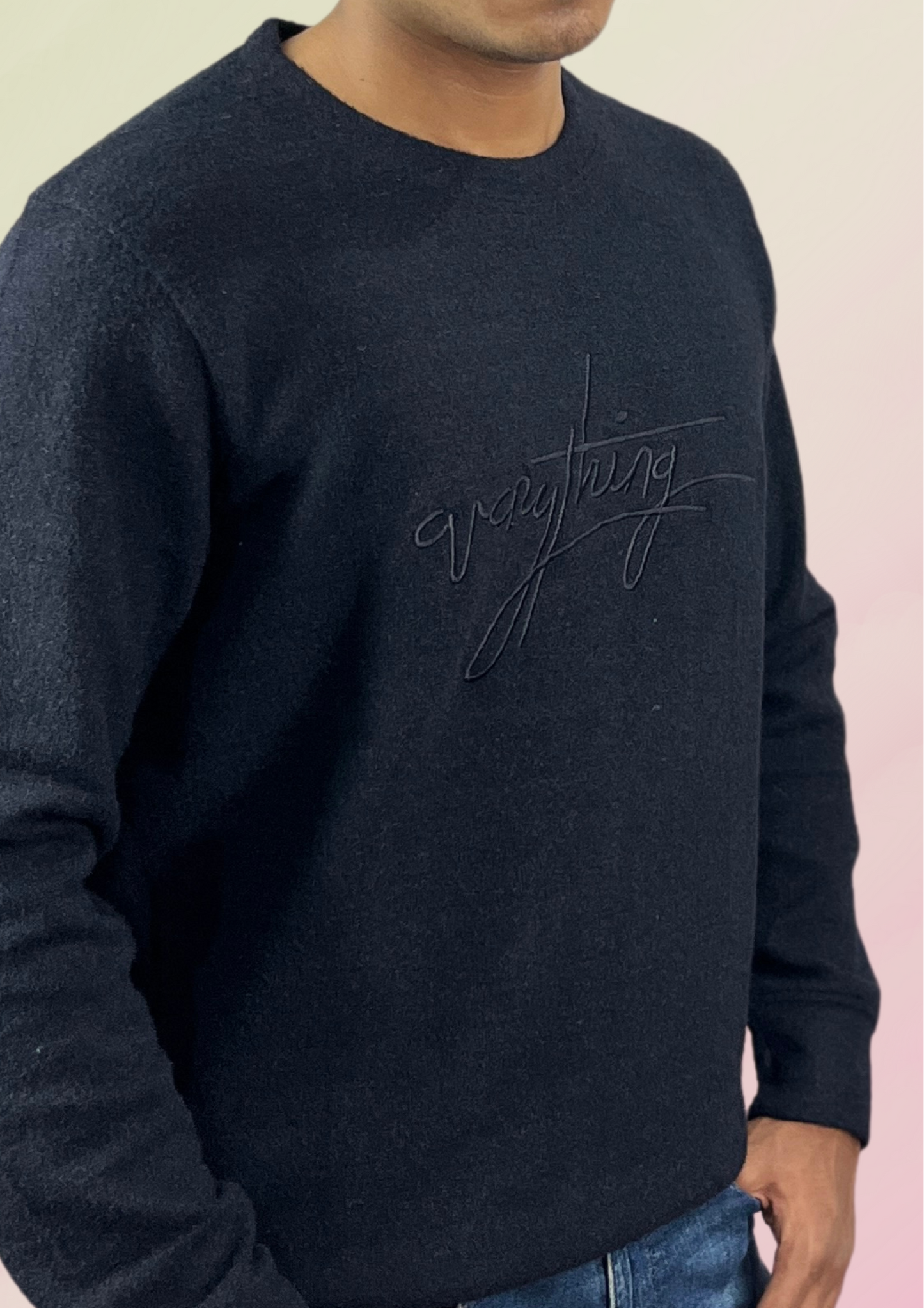 Effortless Style: Men's Embossed Black Sweater