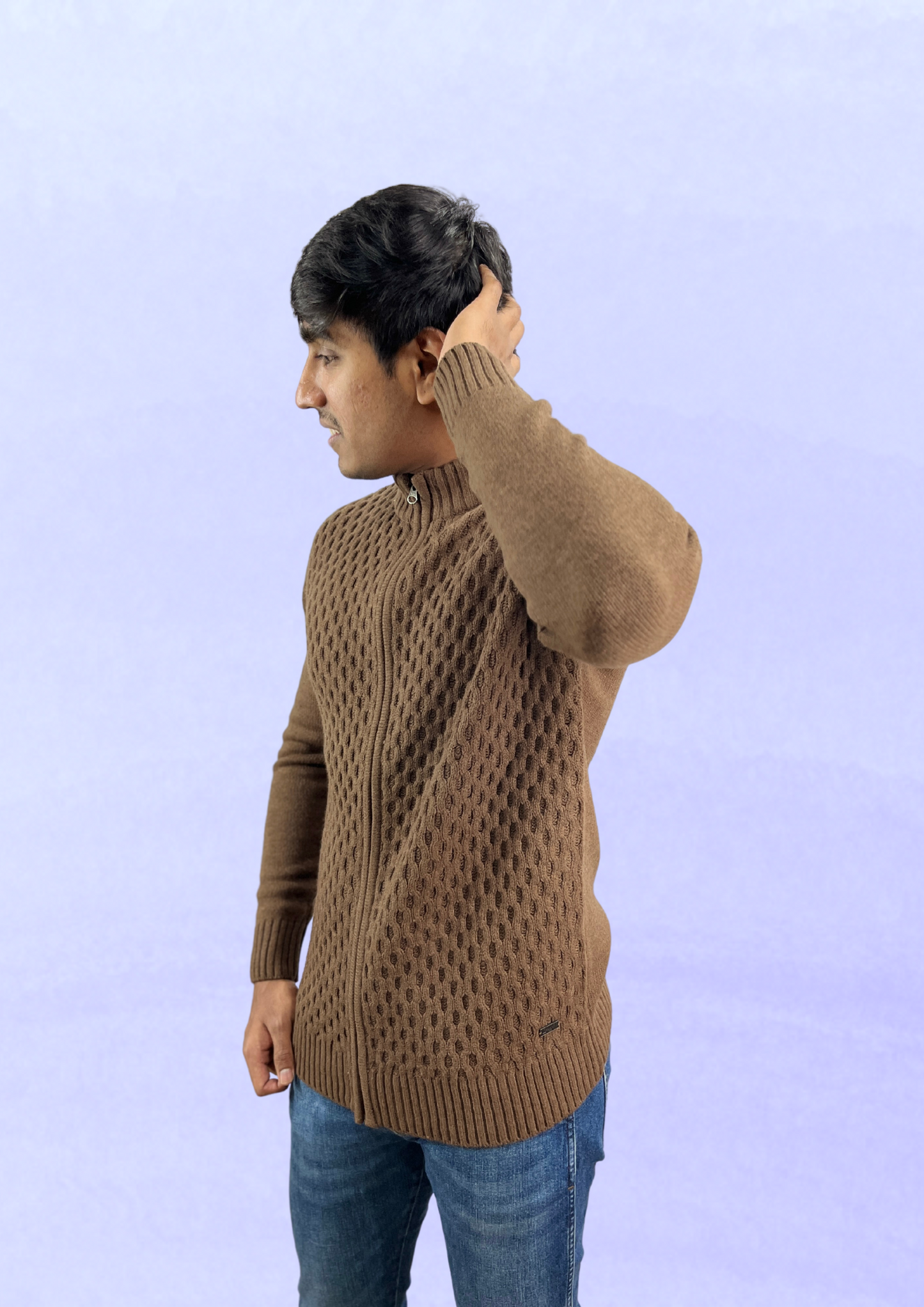 Men's Full-Zip Textured Sweater – Warmth Meets Style