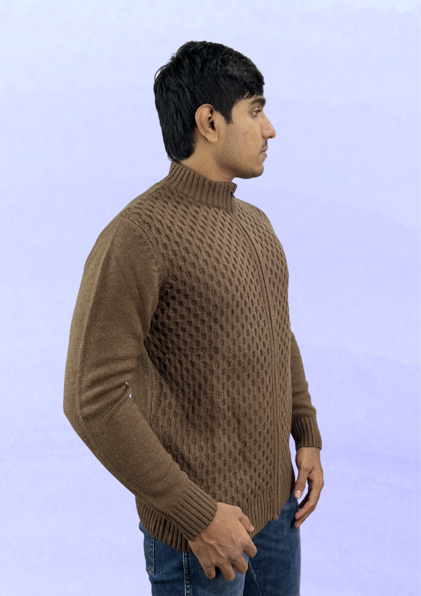 Men's Full-Zip Textured Sweater – Warmth Meets Style