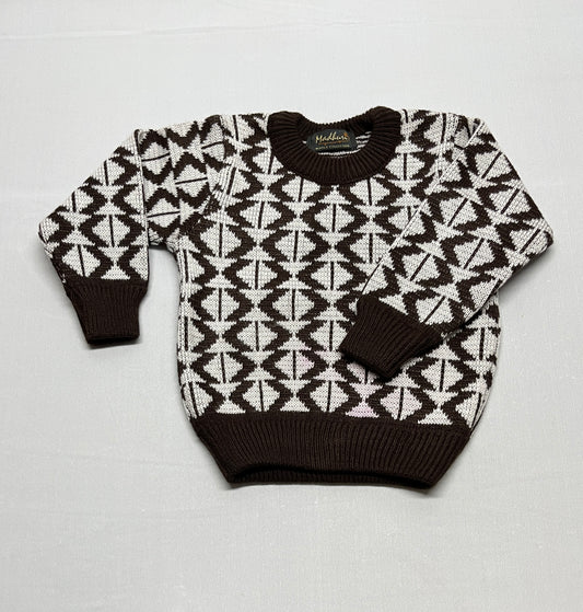 Chocolate Brown & White Geometric Pattern Sweater