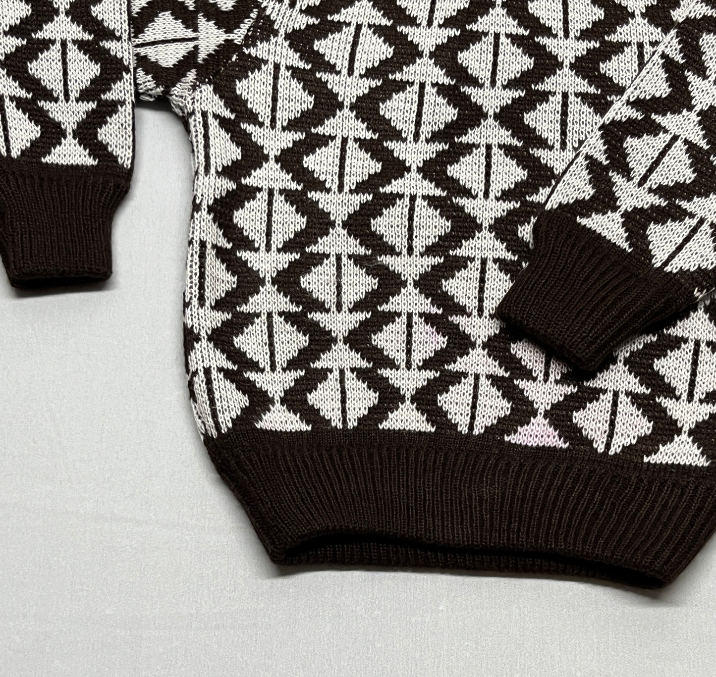 Chocolate Brown & White Geometric Pattern Sweater