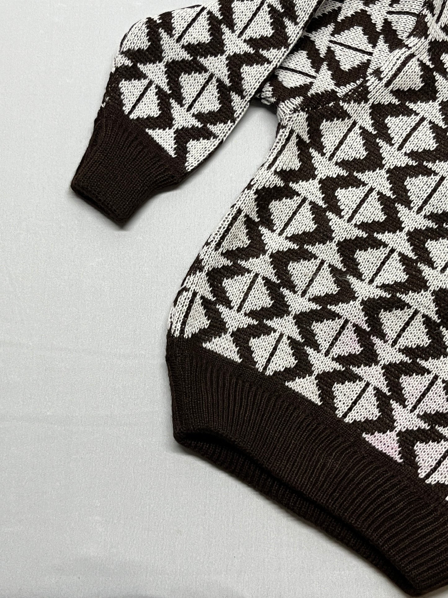 Chocolate Brown & White Geometric Pattern Sweater