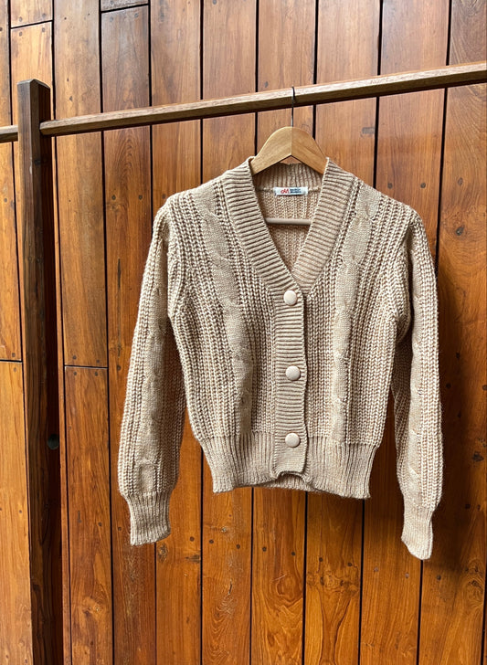 Beige Cable Sweater Top