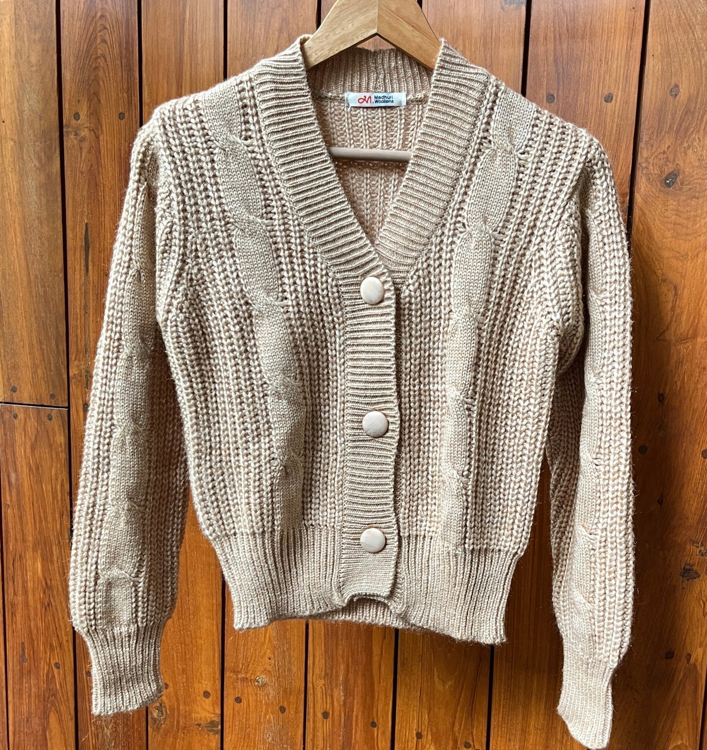 Beige Cable Sweater Top