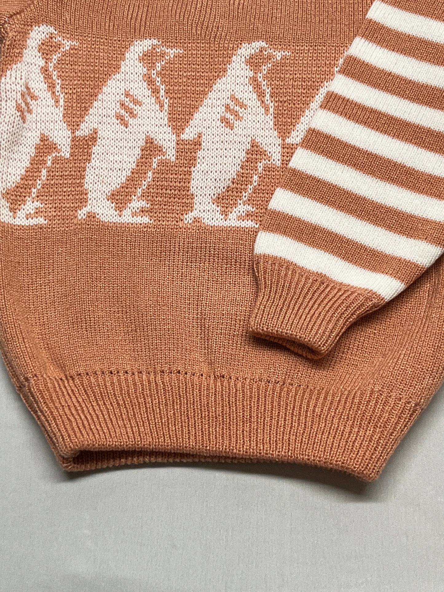 Boys' Knitted Sweater - Peach with Penguin Design