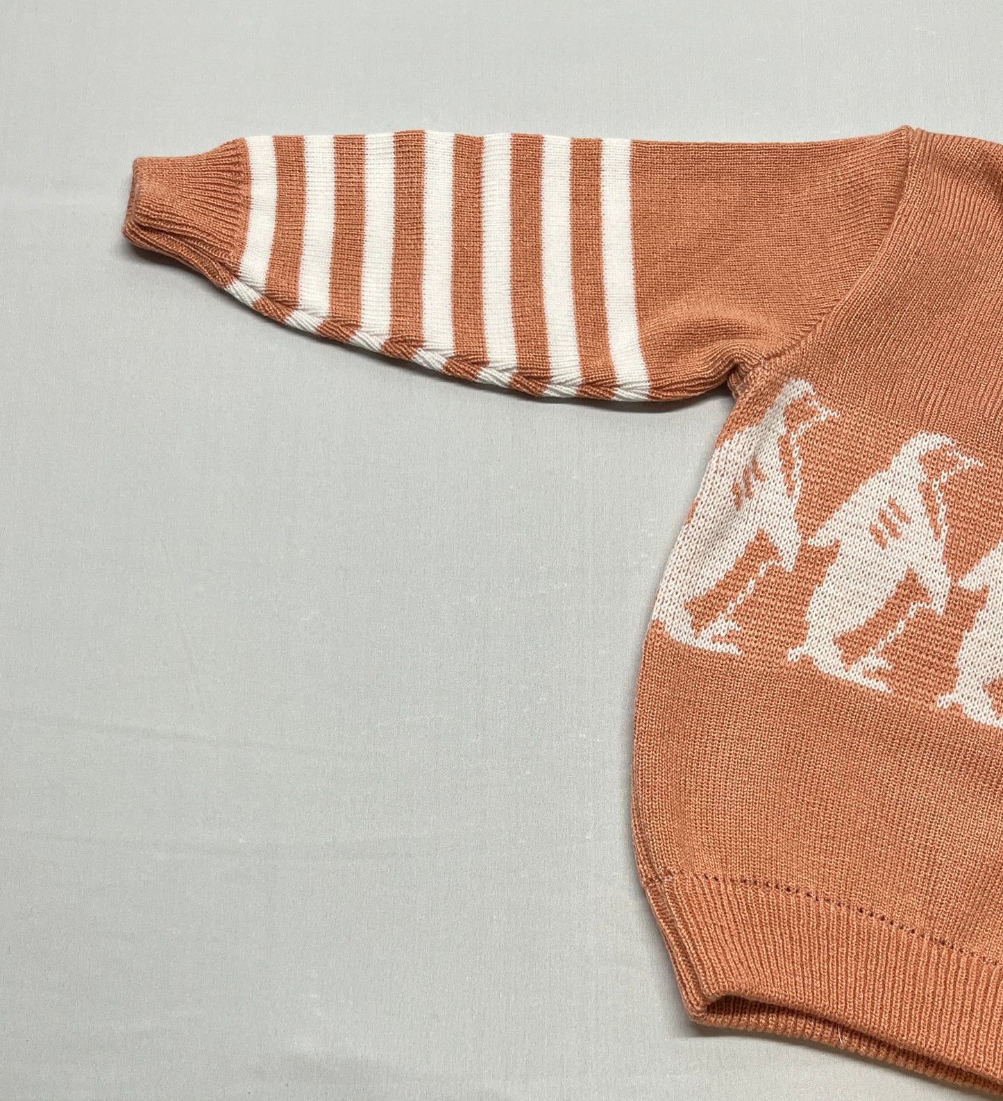 Boys' Knitted Sweater - Peach with Penguin Design