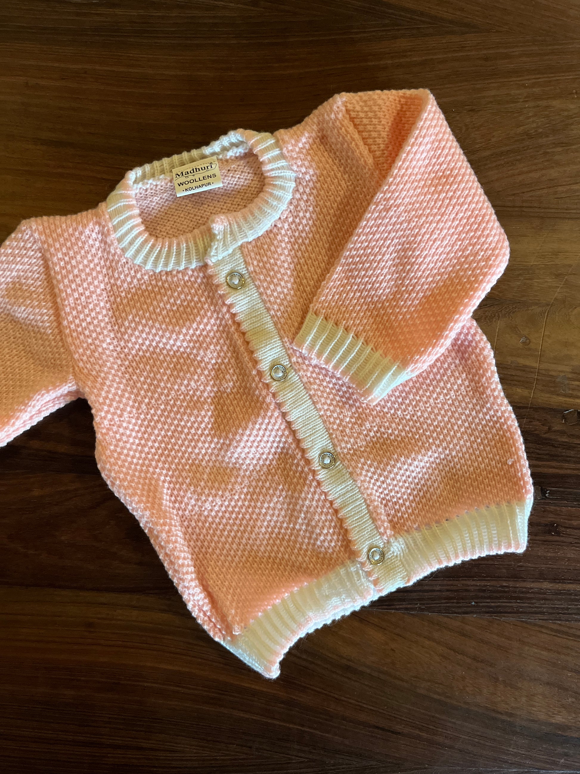 Pink baby woolen sweater set with cap and booties – Madhuri Woollens