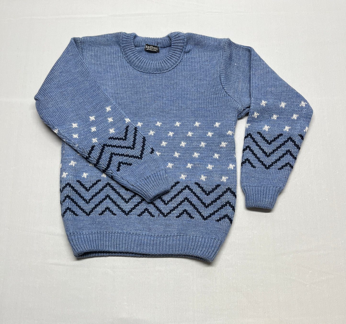 Boys' Sweater - Blue with Geometric Patterns