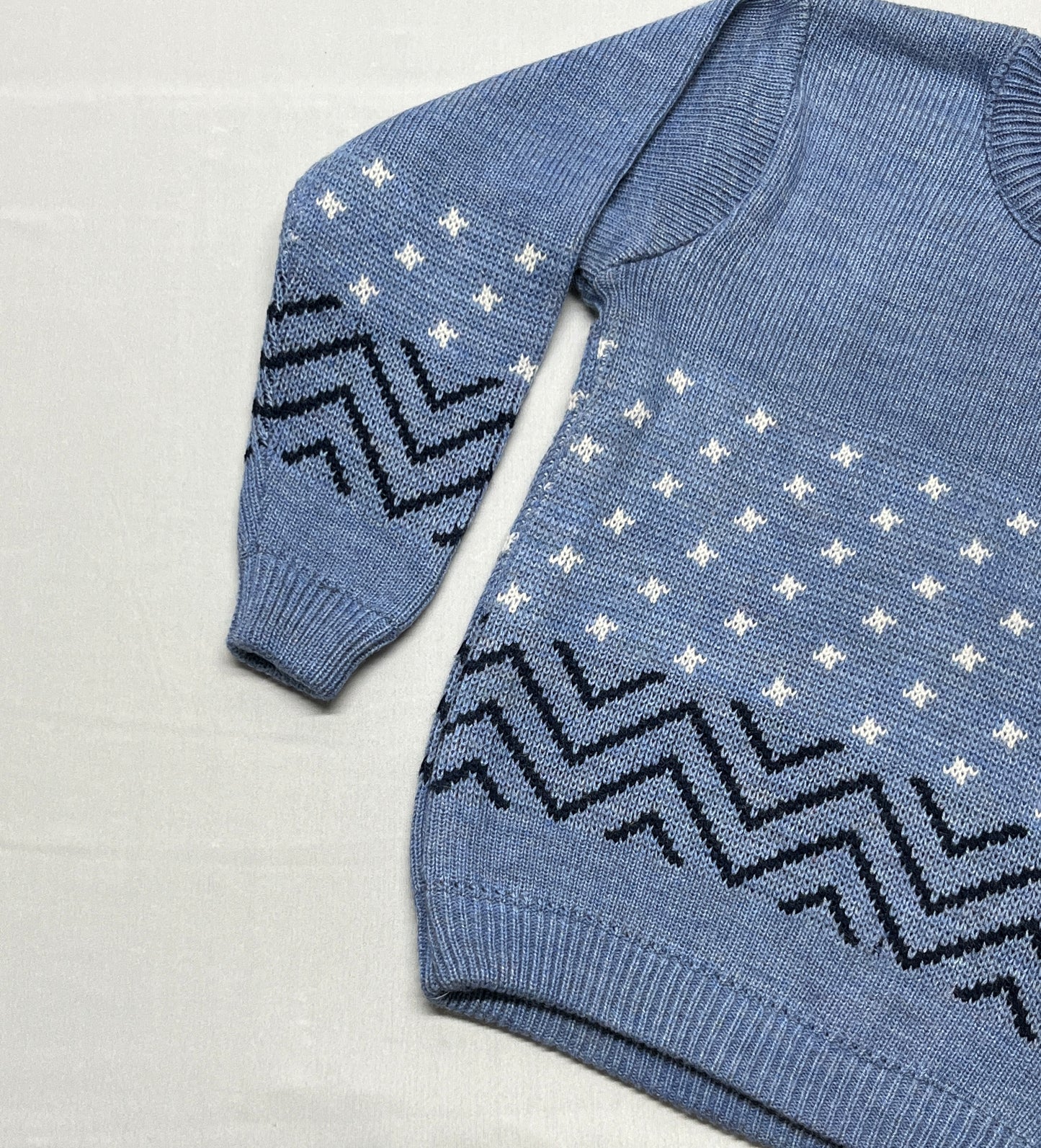 Boys' Sweater - Blue with Geometric Patterns