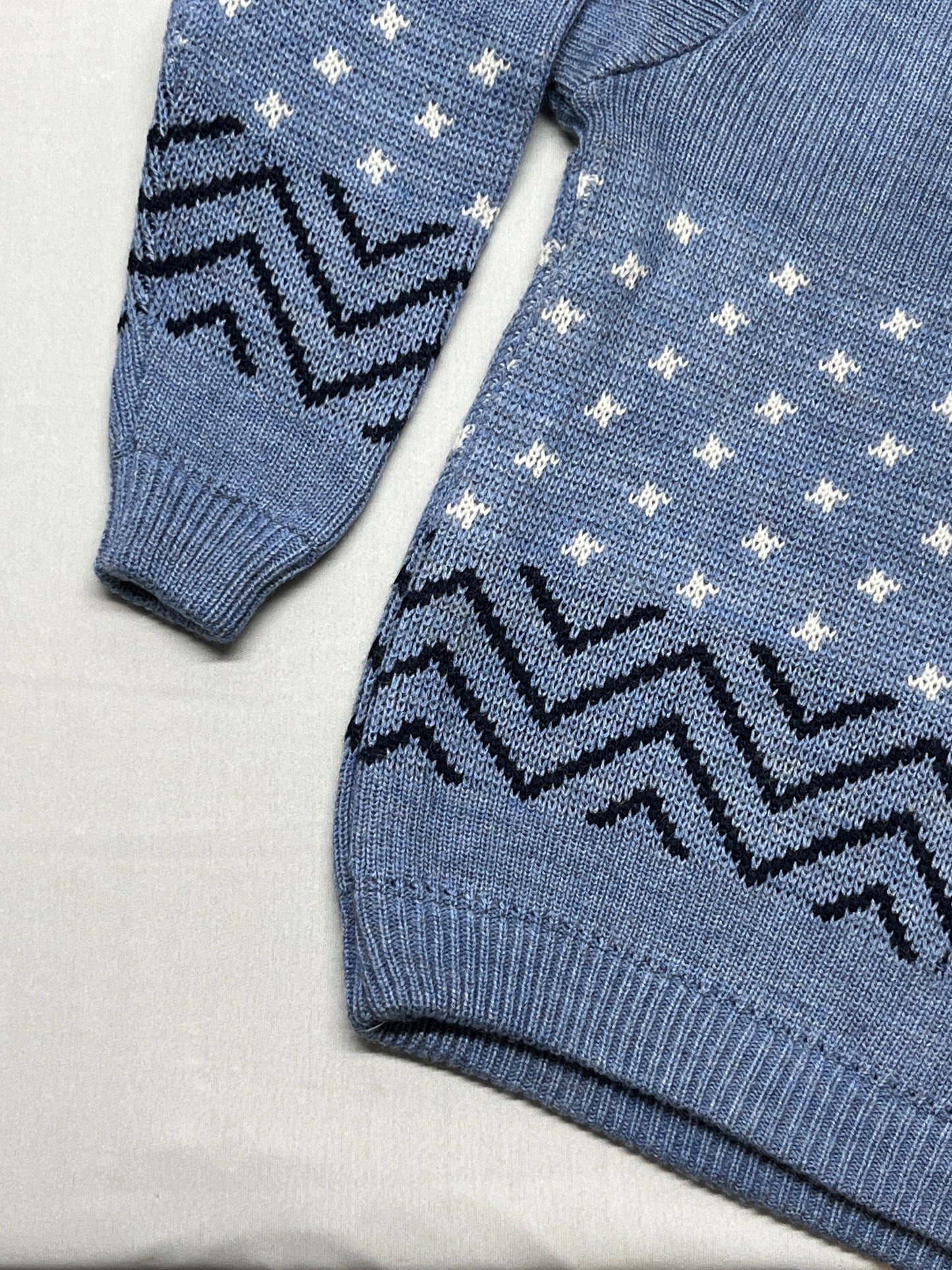 Boys' Sweater - Blue with Geometric Patterns